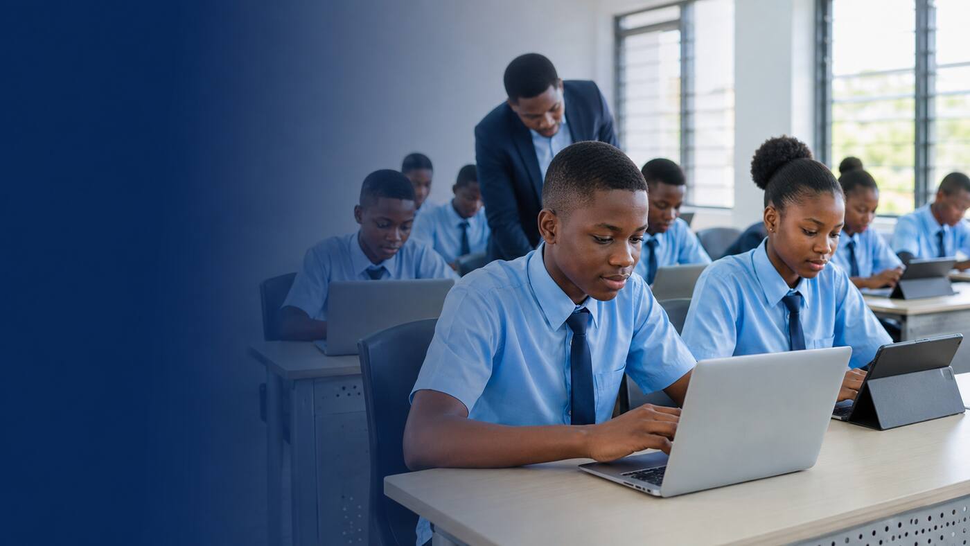 Students taking an online examination